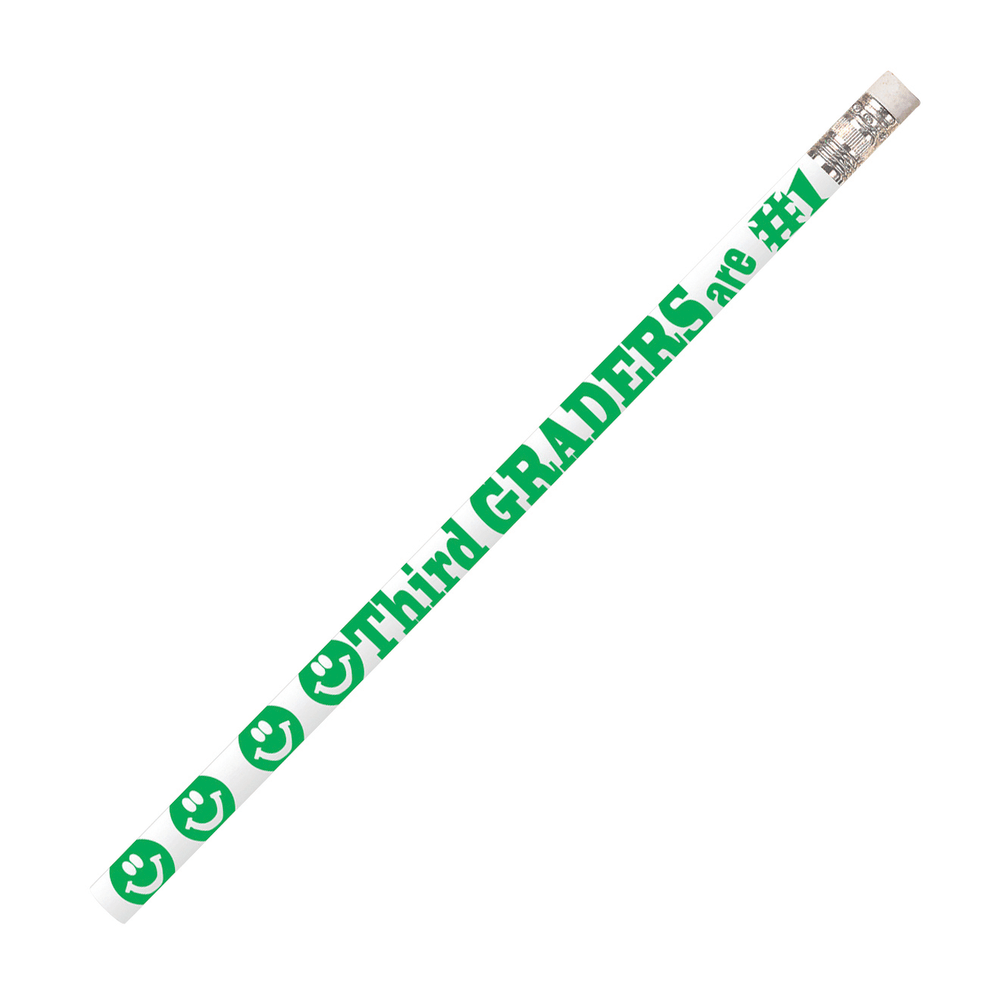 Musgrave Pencil Co. Motivational Pencils, 2.11 mm, #2 Lead, 3rd Graders Are #1, Green/White, Pack Of 144
