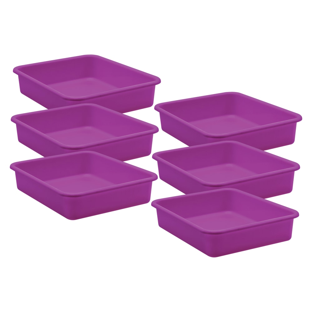 Teacher Created Resources Large Plastic Letter Trays, 3inH x 11-1/2inW x 14inD, Purple, Pack Of 6 Trays