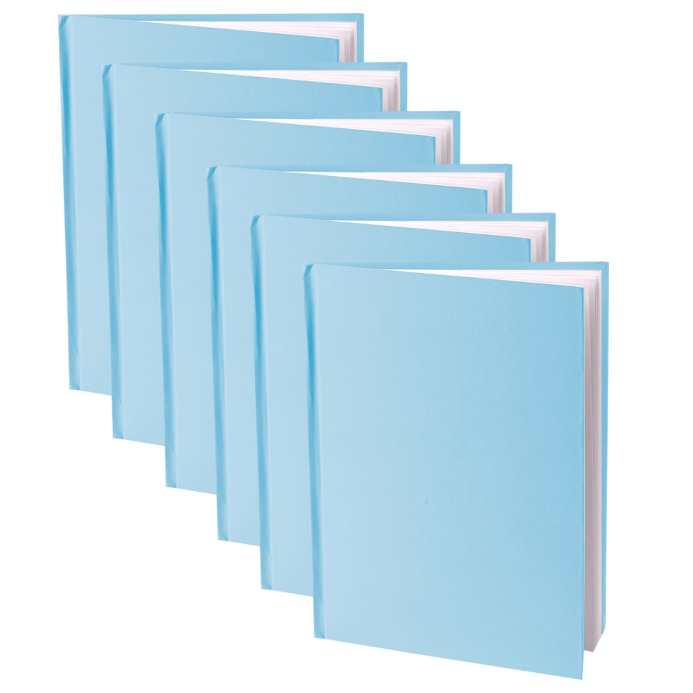 Ashley Young Authors Hardcover Blank Book, 11inH x 8 1/2inW Portrait, 14 Sheets/28 Pages, Blue Cover, White Pages, Pack Of 6