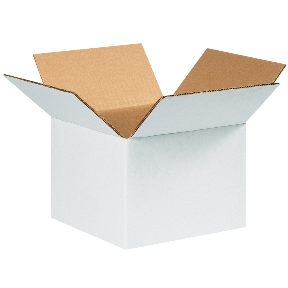 Partners Brand White Corrugated Boxes, 8in x 8in x 6in, Pack Of 25