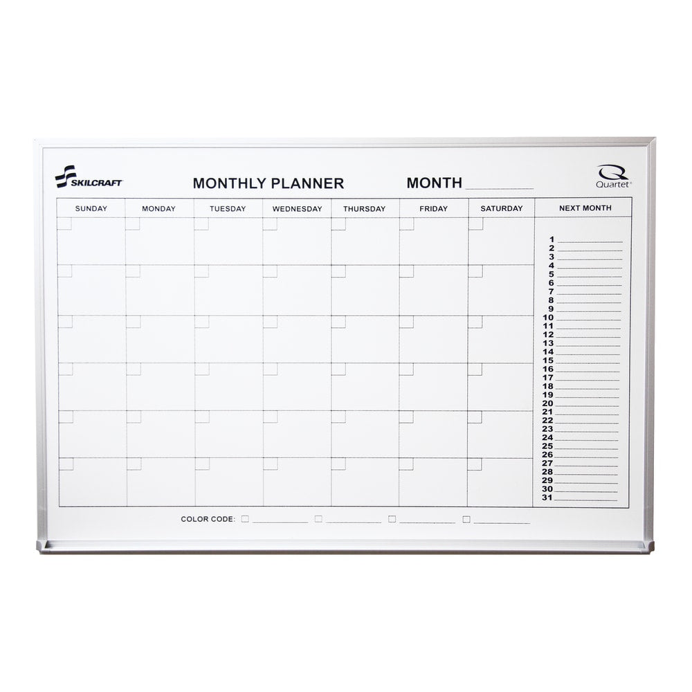 SKILCRAFT Monthly Planner Wall Board, 24in x 36in (AbilityOne 7520-01-484-5263)