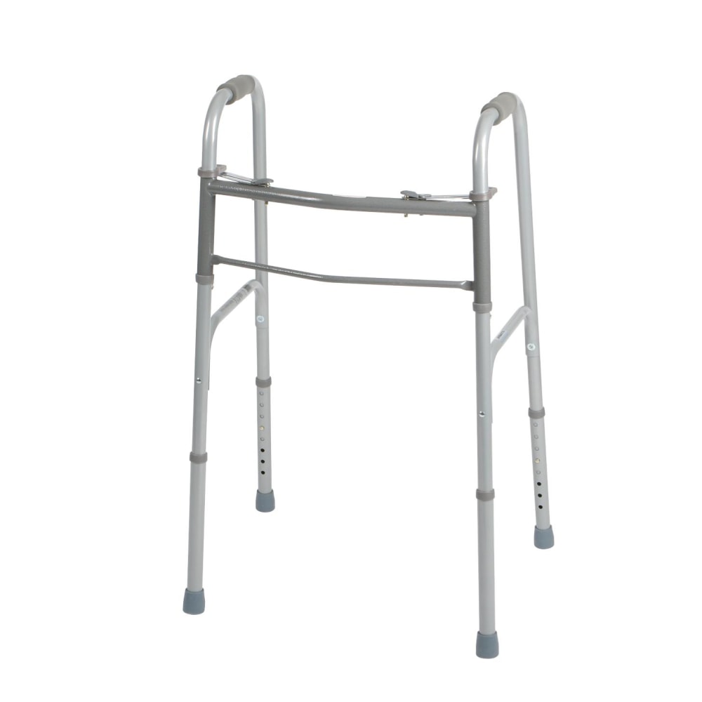Medline Deluxe Adjustable Aluminum/Steel Folding Walker, 25in - 32inH, 400-Lb Capacity