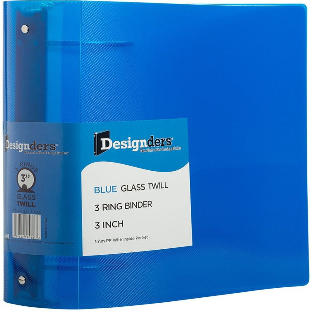 JAM PAPER 3 Ring Plastic Binder, 3 inch, Blue, Sold Individually