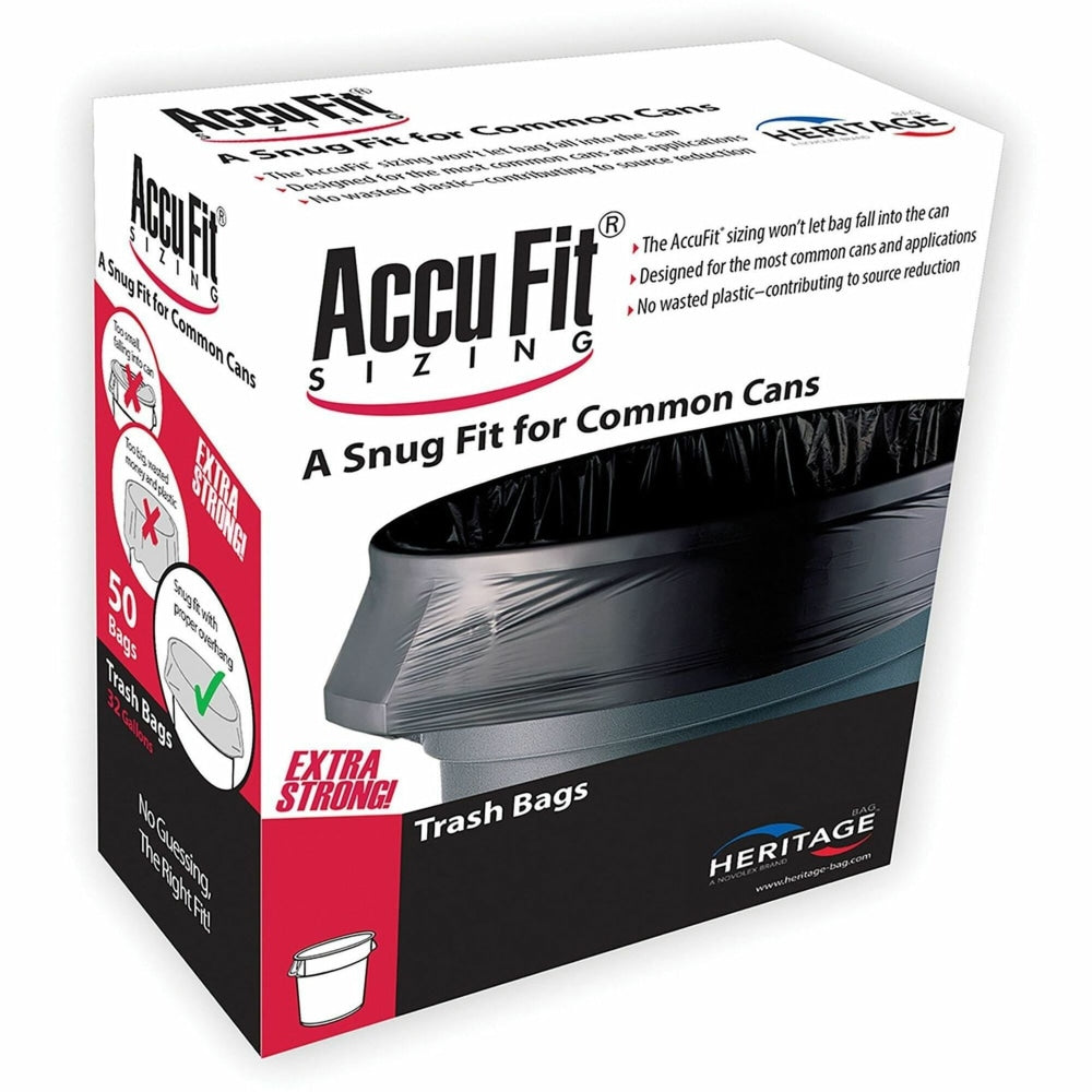 Heritage RePrime AccuFit 44-gal Can Liners, 44 gal Capacity, 37inx 50in, 0.90 mil (23 Micron) Thickness, 200 Count - H7450TKRC1CT
