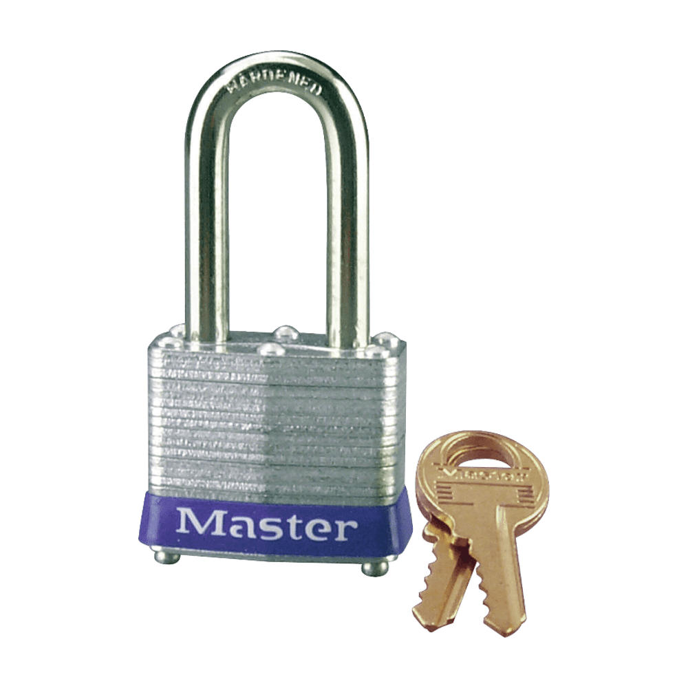 Master Lock Long-Shackle Padlock, Steel Gray