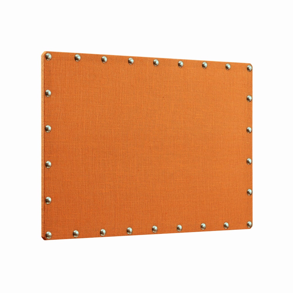 Linon Burke Burlap Nailhead Corkboard, 24in x 36in, Orange/Silver
