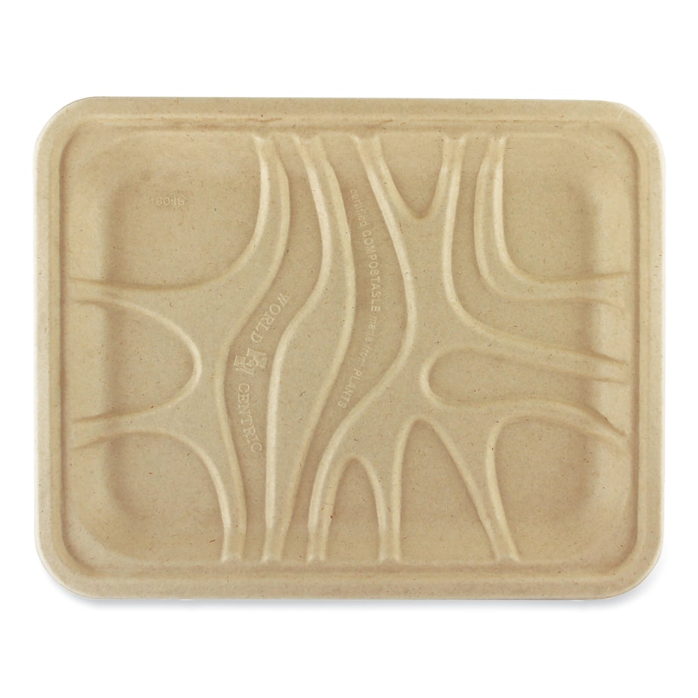 World Centric Fiber Trays, 7-1/8in x 9-1/8in x 3/4in, Natural Paper, Pack Of 500 Trays