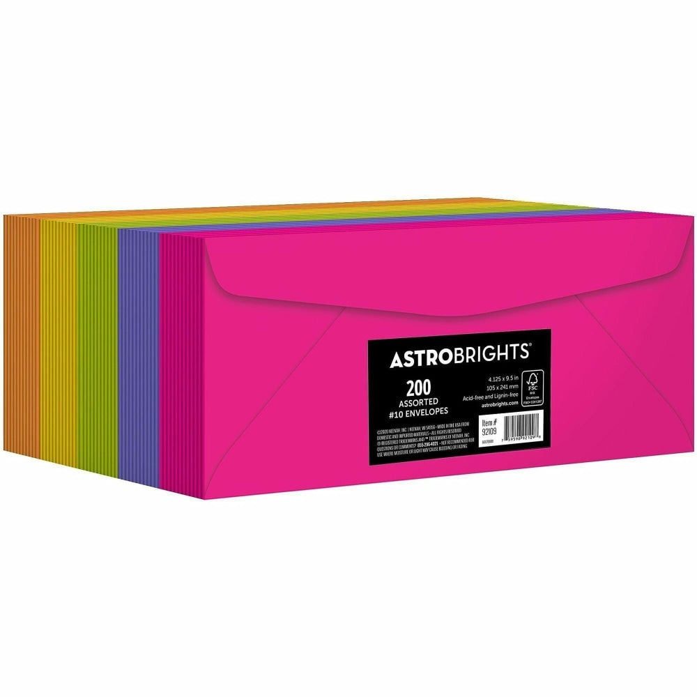 Astrobrights No. 10 Colored Envelopes - Multipurpose - #10 - 24 lb - Assorted - 200 / Pack