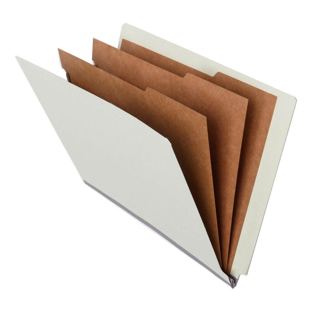 Atlas End-Tab Classification Folders With Fasteners, 3 Dividers, Letter Size, 2-1/2in Expansion, 100% Recycled, Green, Total Qty 10