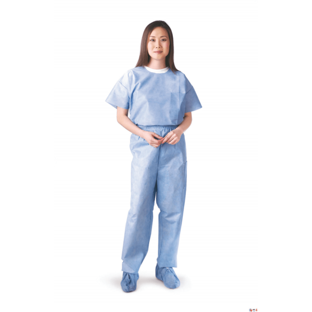 Medline Disposable Elastic-Waist Scrub Pants, 3X, Blue, Case Of 30
