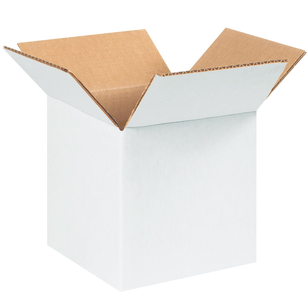 Partners Brand White Corrugated Boxes, 6in x 6in x 6in, Pack Of 25