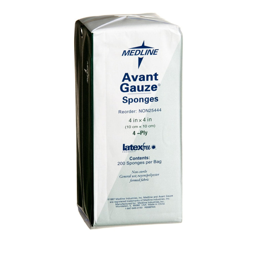 Medline Avant Gauze Nonwoven Nonsterile Sponges, 4in x 4in, White, Case Of 2,000