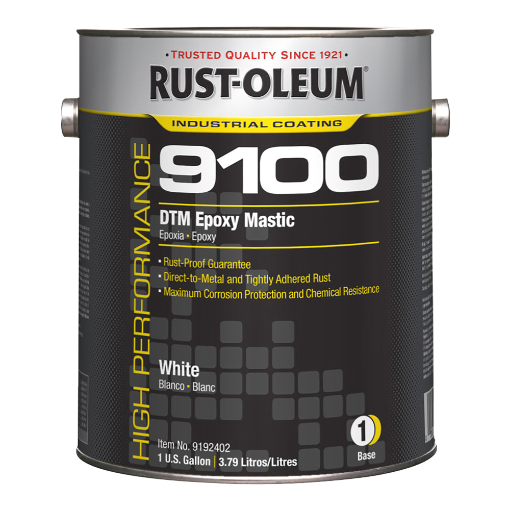Rust-Oleum High Performance 9100 System DTM Epoxy Mastic Paint Cans, 1 Gallon, Gloss White, Pack Of 2 Paint Cans