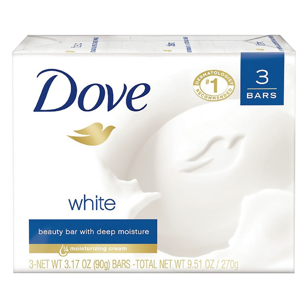 Dove White Beauty Bar, Light Scent, 3.17 oz, 12/Carton