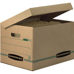 Bankers Box Systematic Standard-Duty Storage Boxes, Letter/Legal Size, 10in x 12in x 15in, Kraft/Green, Case Of 12 - 12772