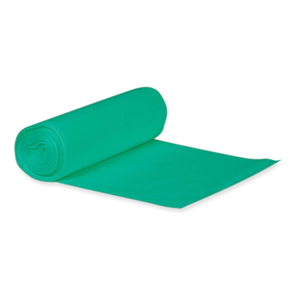 Heritage Eco Blend Max Can Liners, 33 gal, 0.8 mil, 33in x 39in, Green, 25 Bags/Roll, 8 Rolls/Carton