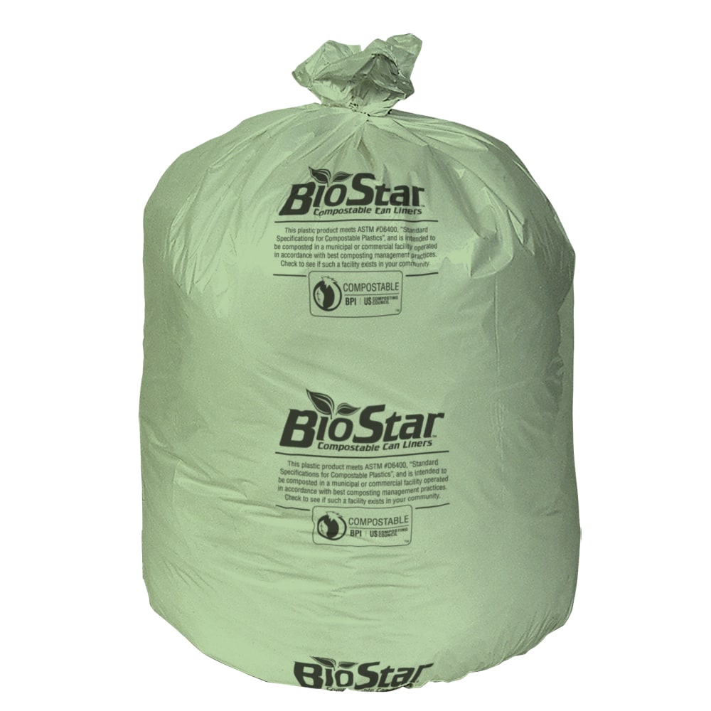 Pitt Plastics Liner BioStar, 43x48, 1Mil, Green, 100-Pack