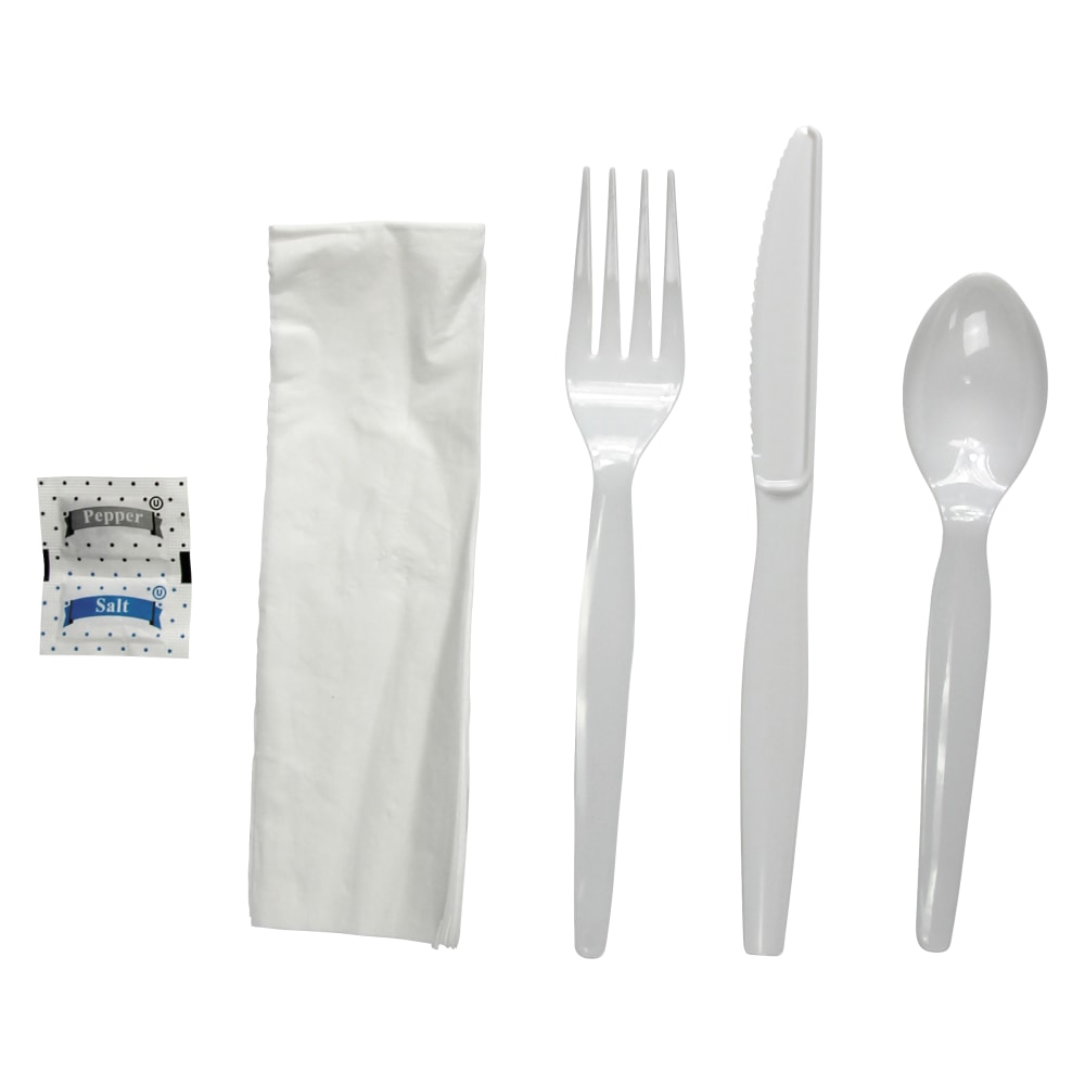 Boardwalk Heavyweight 6-Piece Cutlery Kits, White, Carton Of 250 Kits