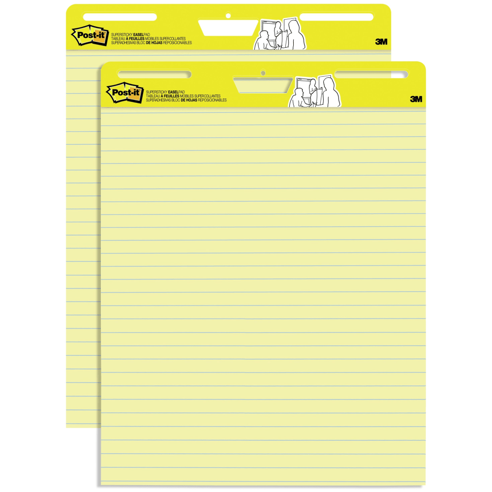 Post-it Super Sticky Easel Pads, 25 in x 30 in, 2 Pads, 30 Sheets/Pad, Great for Virtual Teachers and Students, Yellow