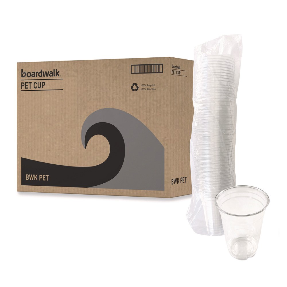 Boardwalk Plastic PET Cups, 14 Oz, Clear, 50 Cups Per Bag, Carton of 20 Bags