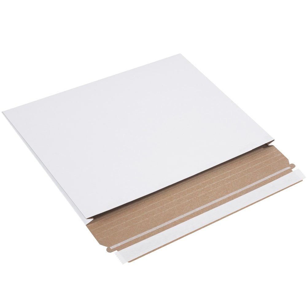 Partners Brand Stayflats Gusseted Mailers, 12 1/2in x 9 1/2in x 1in, White, Pack of 100