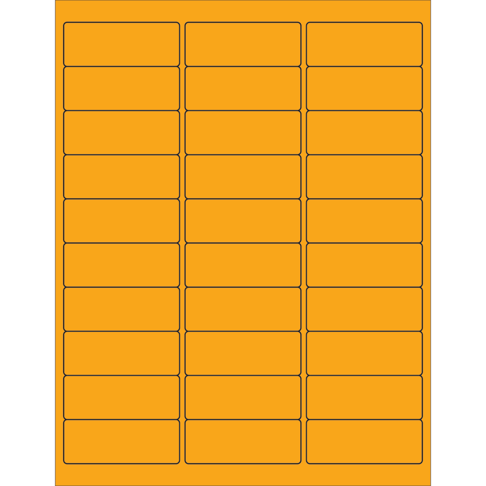 Tape Logic Permanent Labels, LL173OR, Rectangle, 2 5/8in x 1in, Fluorescent Orange, Case Of 3,000