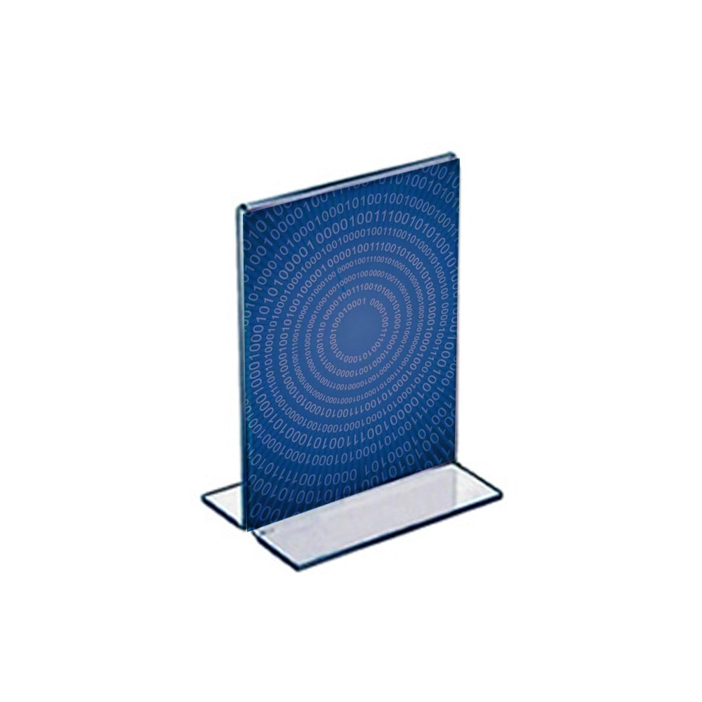 Azar Displays Double-Foot Acrylic Sign Holders, 5in x 4in, Clear, Pack Of 10