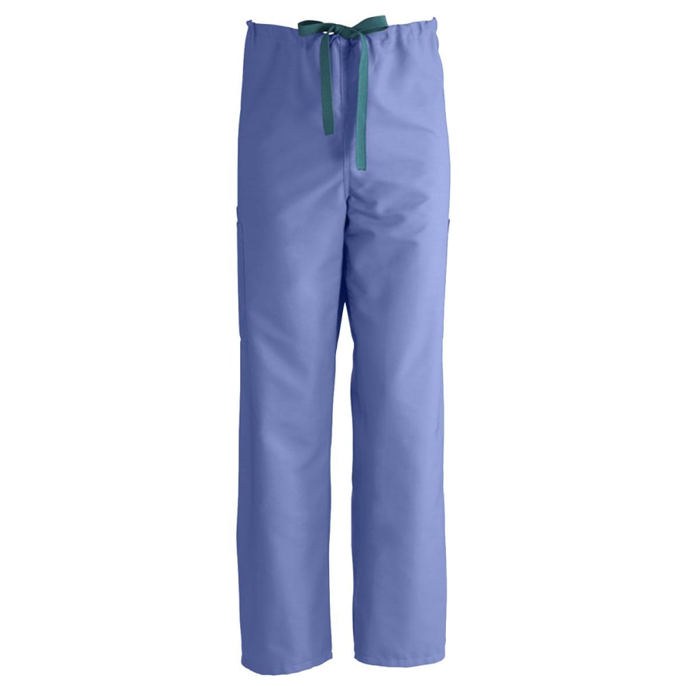 Medline ComfortEase Unisex Tall Non-Reversible Drawstring Cargo Scrub Pants, Small, Ceil Blue