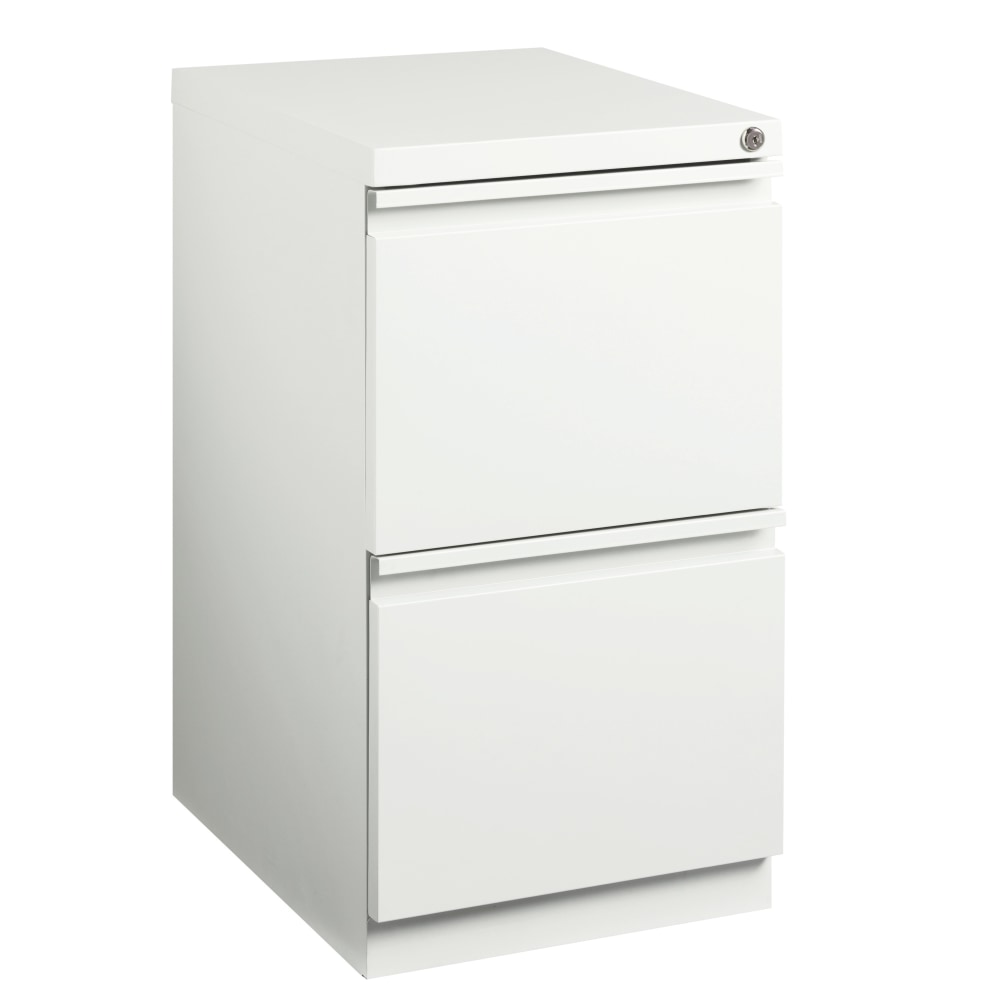 WorkPro 20inD Vertical 2-Drawer Letter-Size Mobile Pedestal File Cabinet, Metal, White