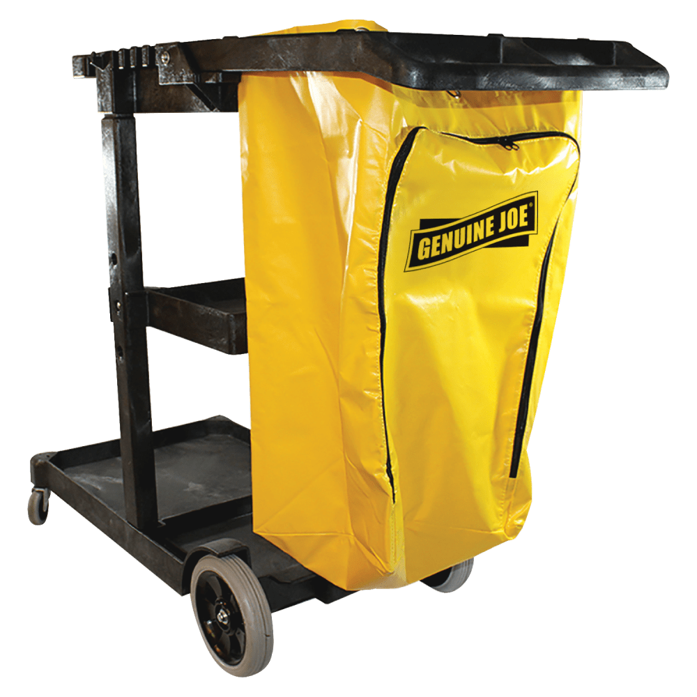 Genuine Joe Workhorse Janitors Cart, 40inW x 20.50inD x 38inH, Charcoal, Yellow