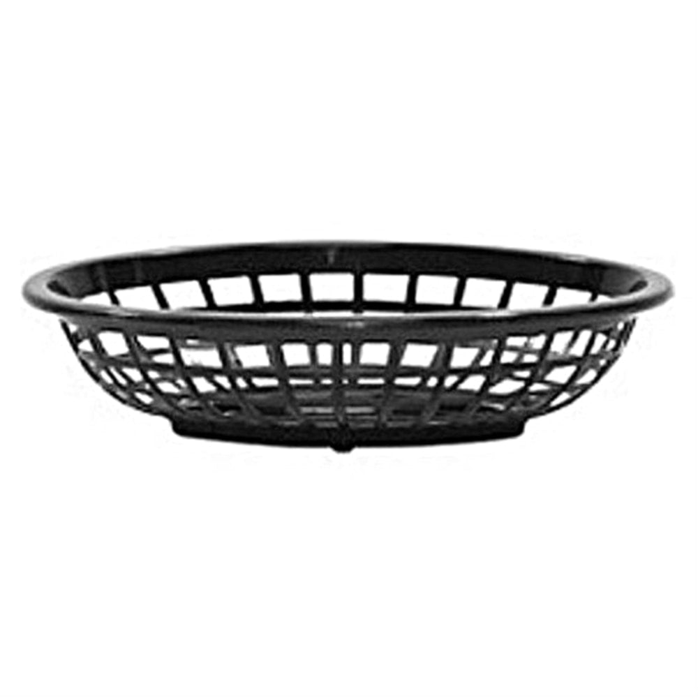 Tablecraft Oval Plastic Side Order Baskets, Black, Pack Of 12 Baskets