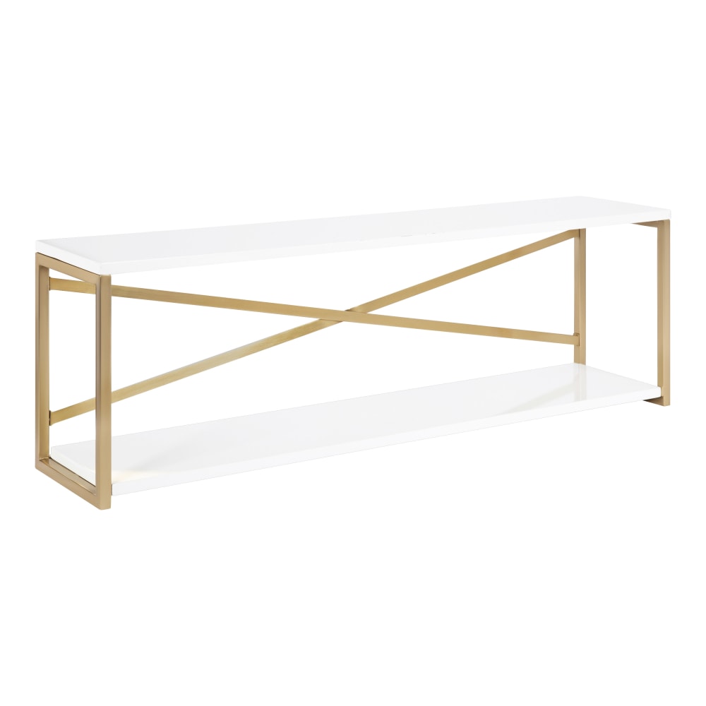 Kate and Laurel Ascott 2-Tier Wall Shelves, 12inH x 36inW x 8inD, White/Gold