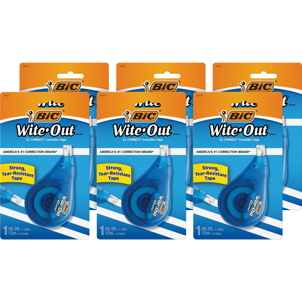 BIC EZ Correct Correction Tape - 0.20in Tapex 39.40 ft Tape - 1 Line(s) - White Tape - Ergonomic White Dispenser - WOTAPP11BX