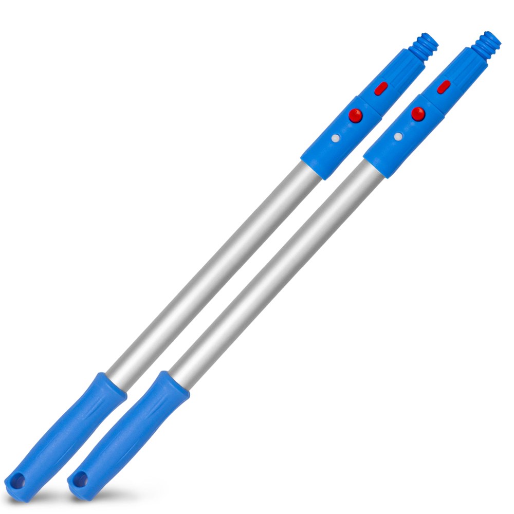 Gritt Commercial Aluminum Pole With Click/Lock Adapter Cone, 20in, Blue/Silver, Pack Of 2 Poles
