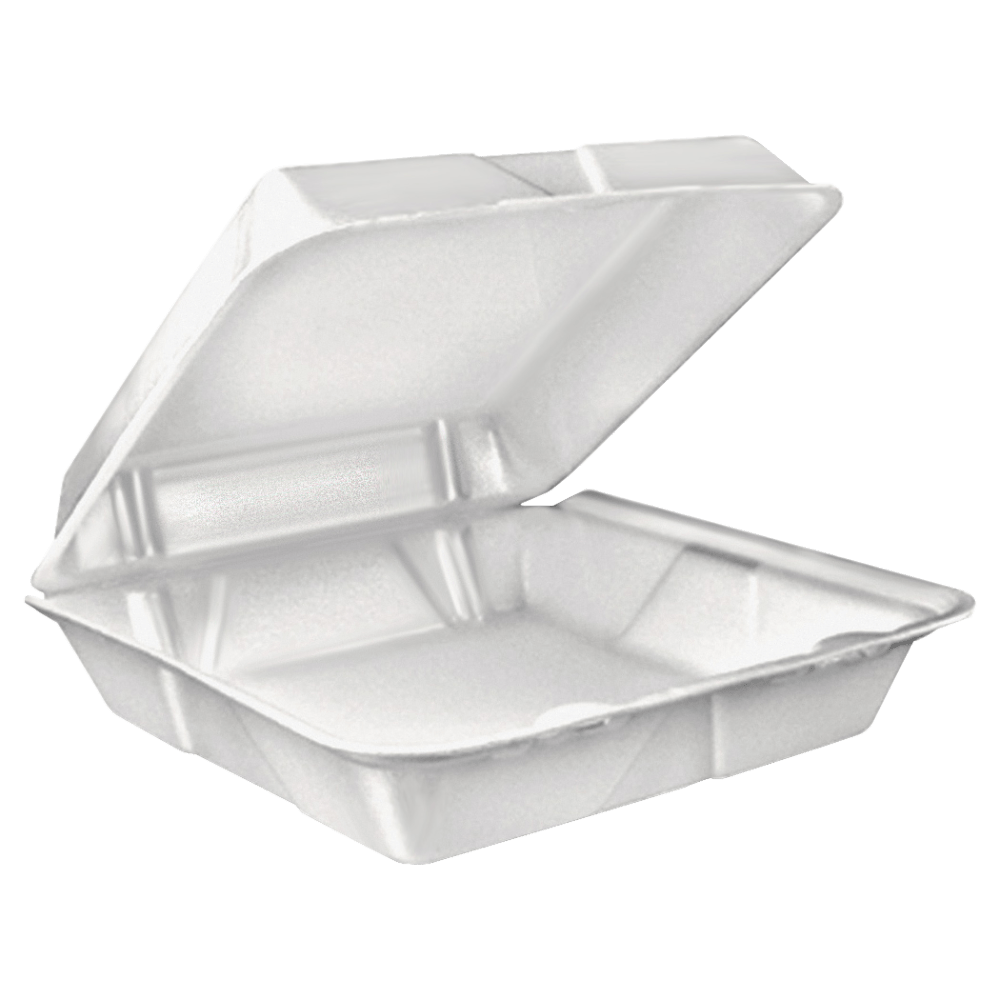 Dart Large Carryout Foam Trays, 1 Compartment, 9in x 9in, White, Pack Of 100