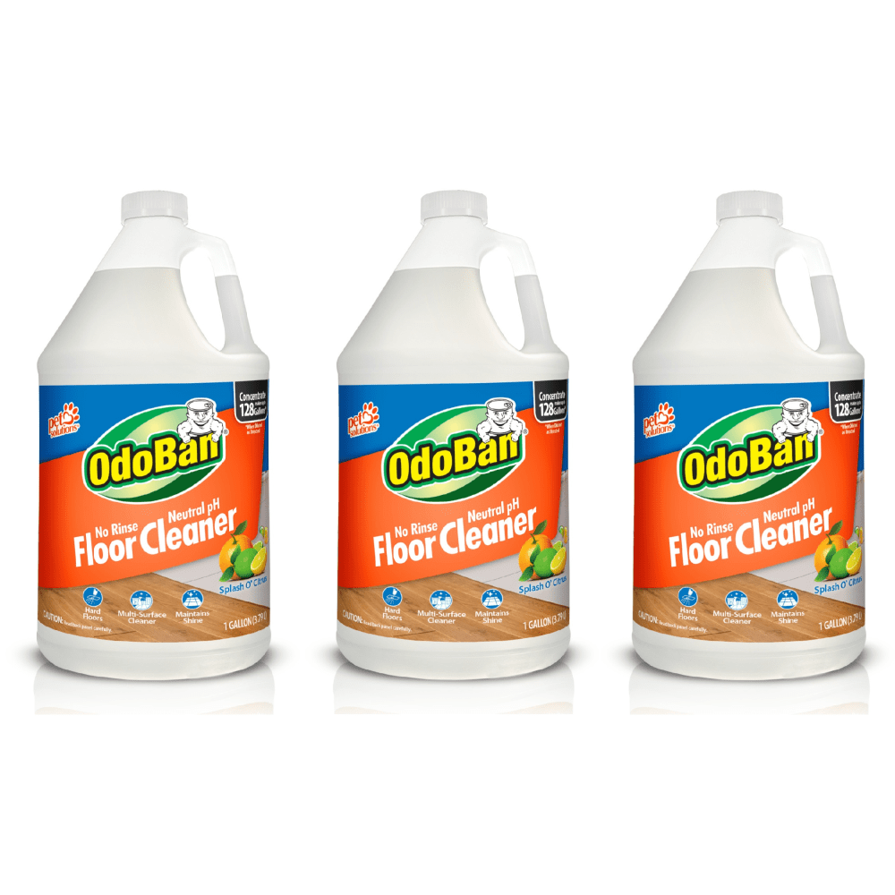 OdoBan Pet Solutions No-Rinse Neutral pH Floor Cleaner Concentrate, 1 Gallon, Pack Of 3 Jugs