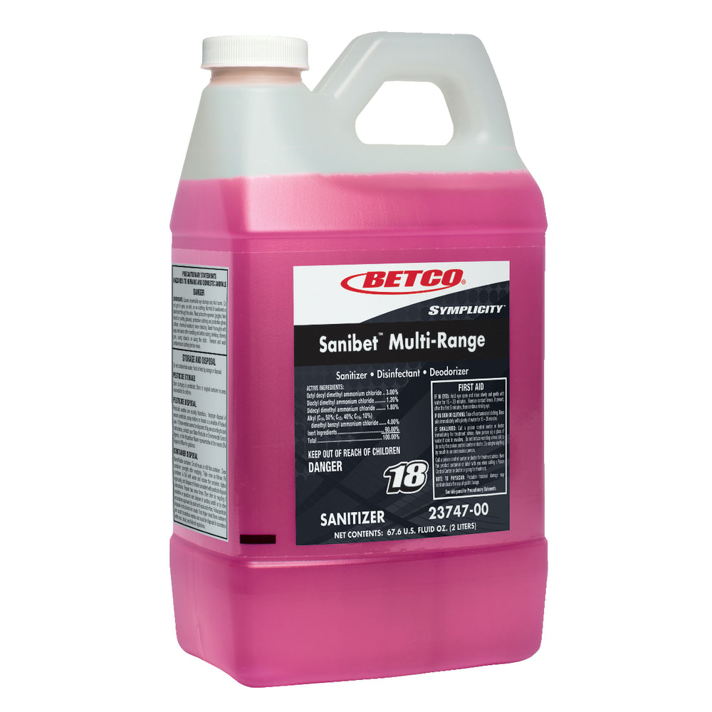 Betco Symplicity Sanibet Multi-Range Sanitizer, 67.6 Oz Bottle, Case Of 4