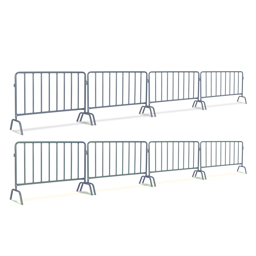 Alpine AdirPro Outdoor Weatherproof Steel Interlocking Barriers With Curved Feet, 40inH x 59inW x 19-1/16inD, Yellow, Set Of 8 Barriers