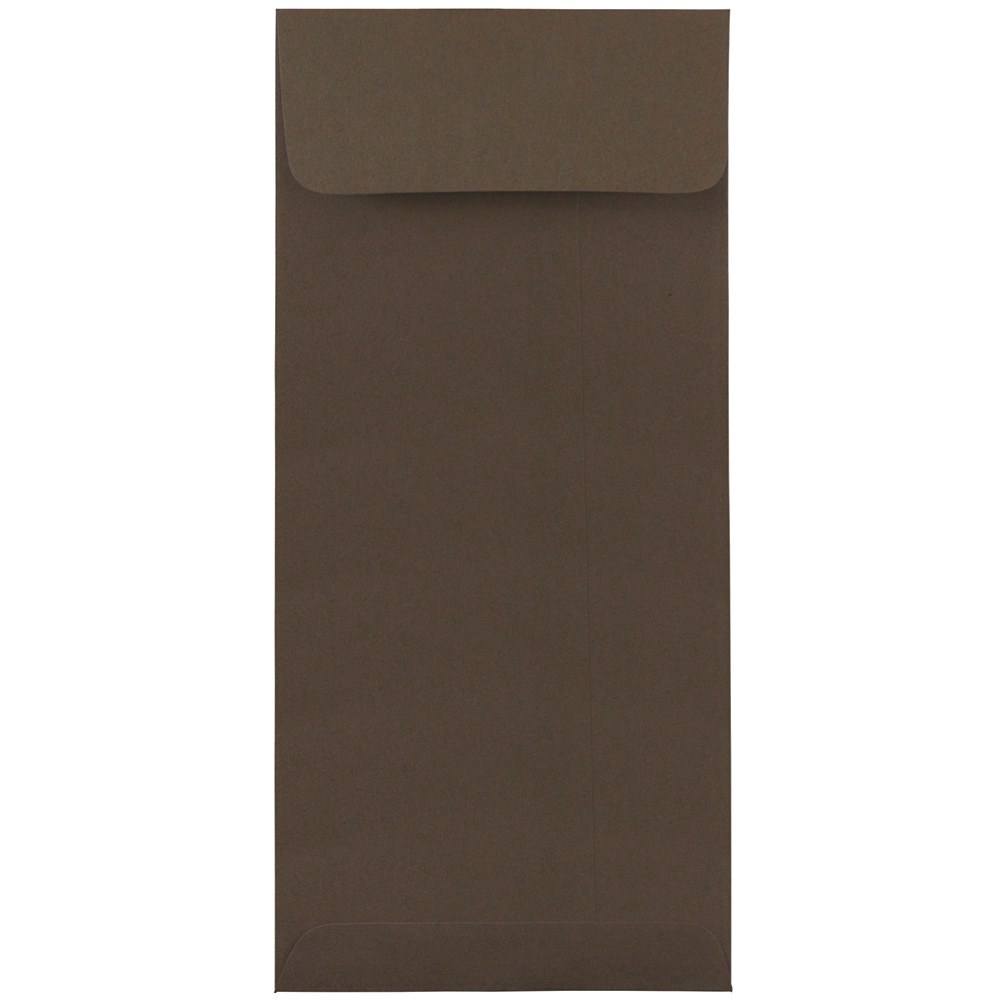 JAM Paper #10 Policy Envelopes, Gummed Seal, 100% Recycled, Chocolate Brown, Pack Of 25