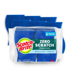 Scotch-Brite Zero Scratch Scrub Sponge, 6 Pack Scrubbing Sponges, Great For Washing Dishes and Cleaning Kitchen