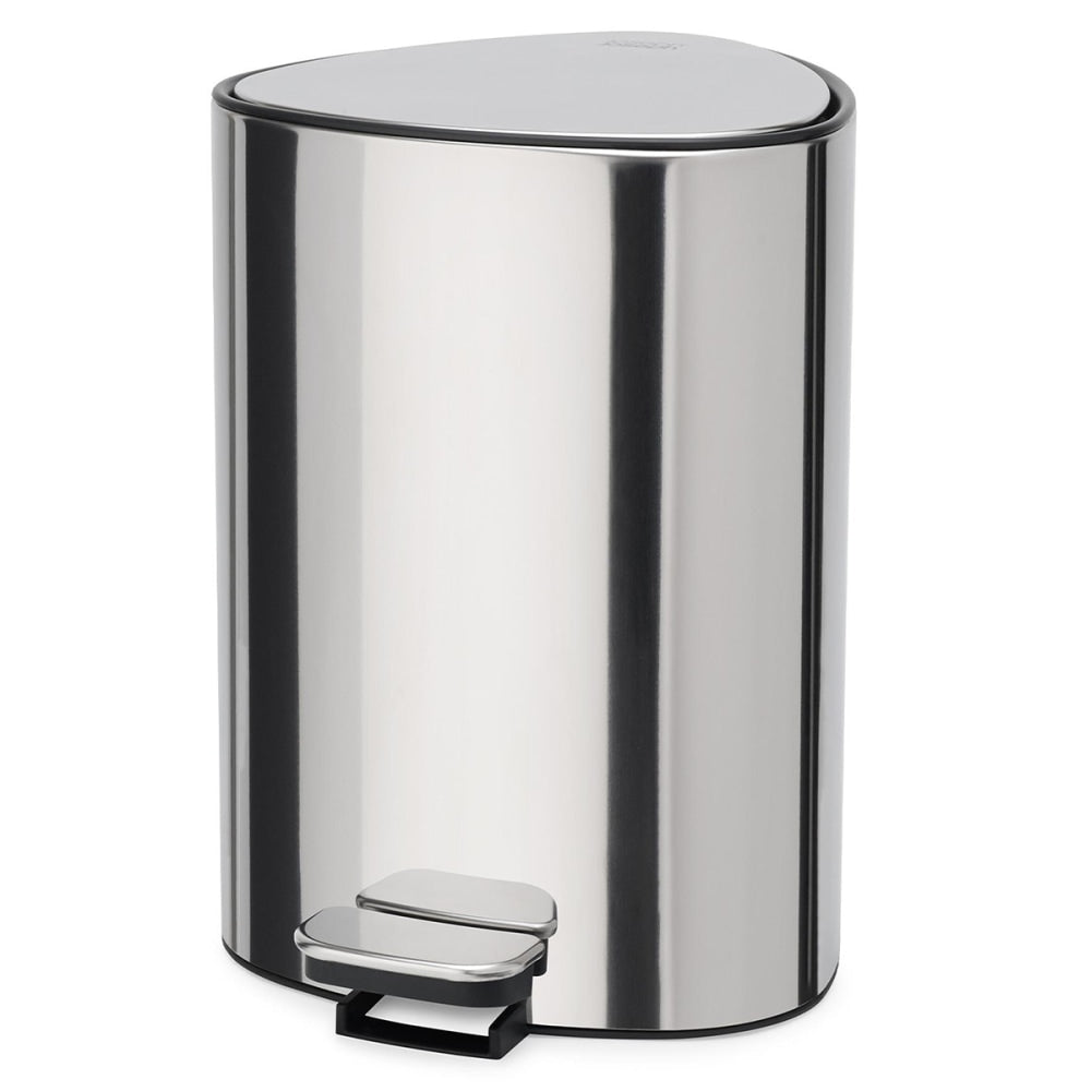 Joseph Joseph Corner Style Stainless Steel Step Waste Can, 1.3 Gallon, Silver