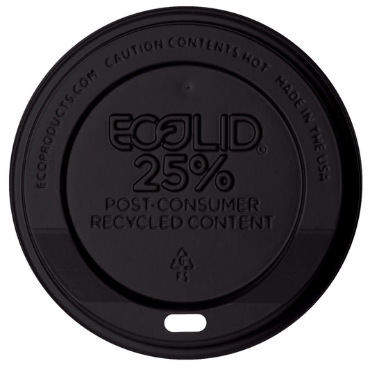 Eco-Products EcoLid Hot Cup Lids, 10-20 Oz, 25% Recycled, Black, Pack Of 1,000 Lids