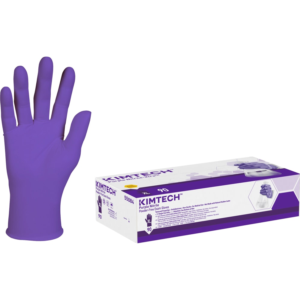 KIMTECH Kimberly Clark Safeskin Nitrile Exam Gloves, Extra Large, Purple, Box Of 90