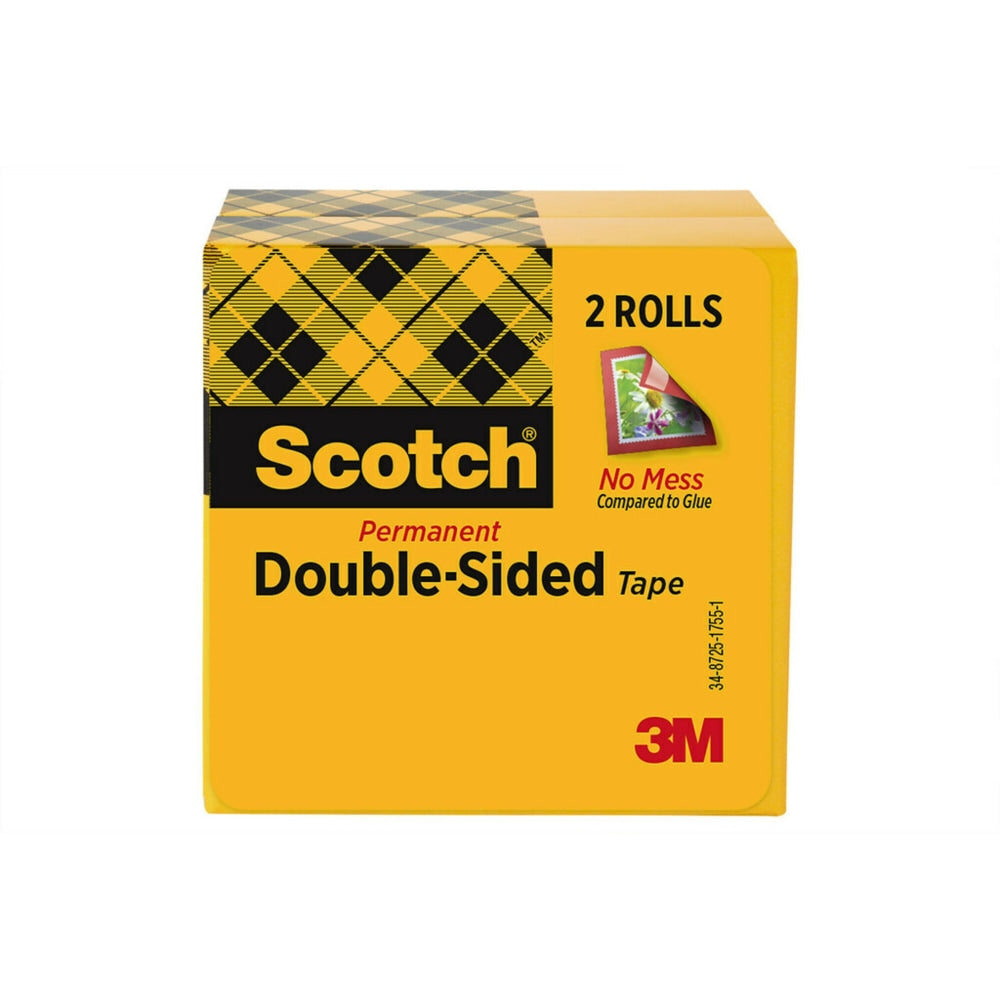 Scotch Double Sided Tape, Permanent, 2 Tape Rolls, 1/2 in x 1296 in, Home Office Supplies and School Supplies for College and Classrooms