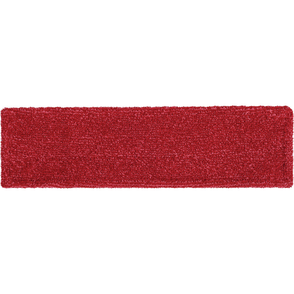 Rubbermaid Commercial Adaptable Microfiber Flat Mop Pads, 19-1/2in x 5-1/2in, Red, Pack Of 12 Pads