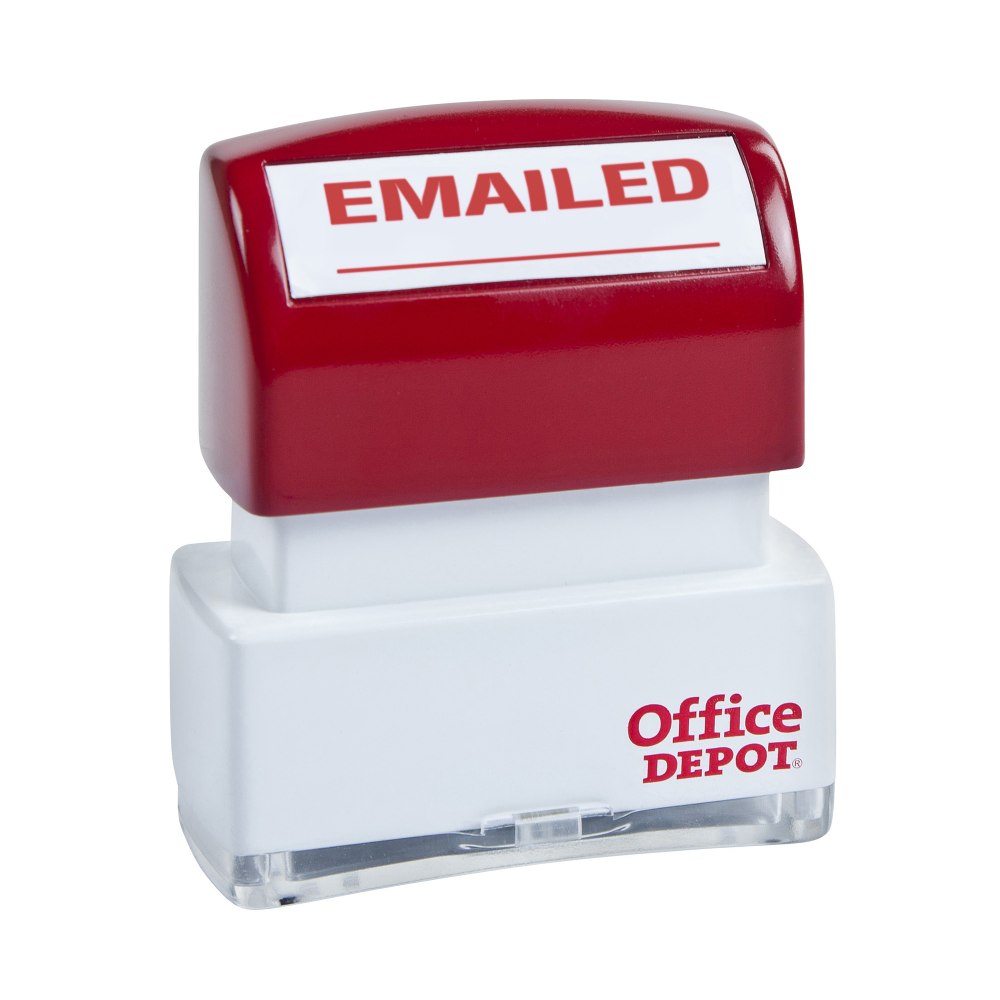 Office Depot Brand Pre-Inked Message Stamp, "Emailed", Red