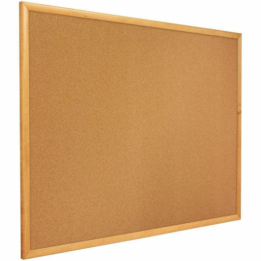 Quartet Cork Bulletin Board, 24in x 36in, Wood Frame With Oak Finish