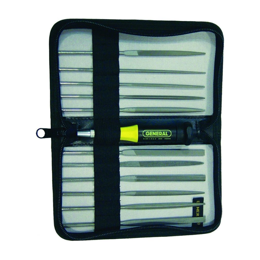 General Tools Swiss-Pattern Needle Files, Black, Set Of 12 Files
