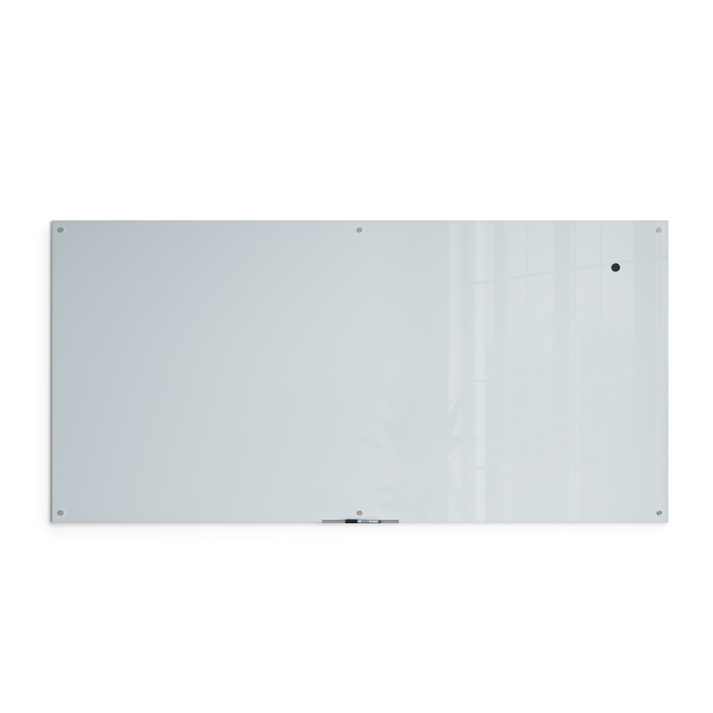 U Brands Magnetic Glass Dry-Erase Board, 96in X 48in, White Frosted Surface, Frameless, Actual Size 95in X 47in (4148U00-01)