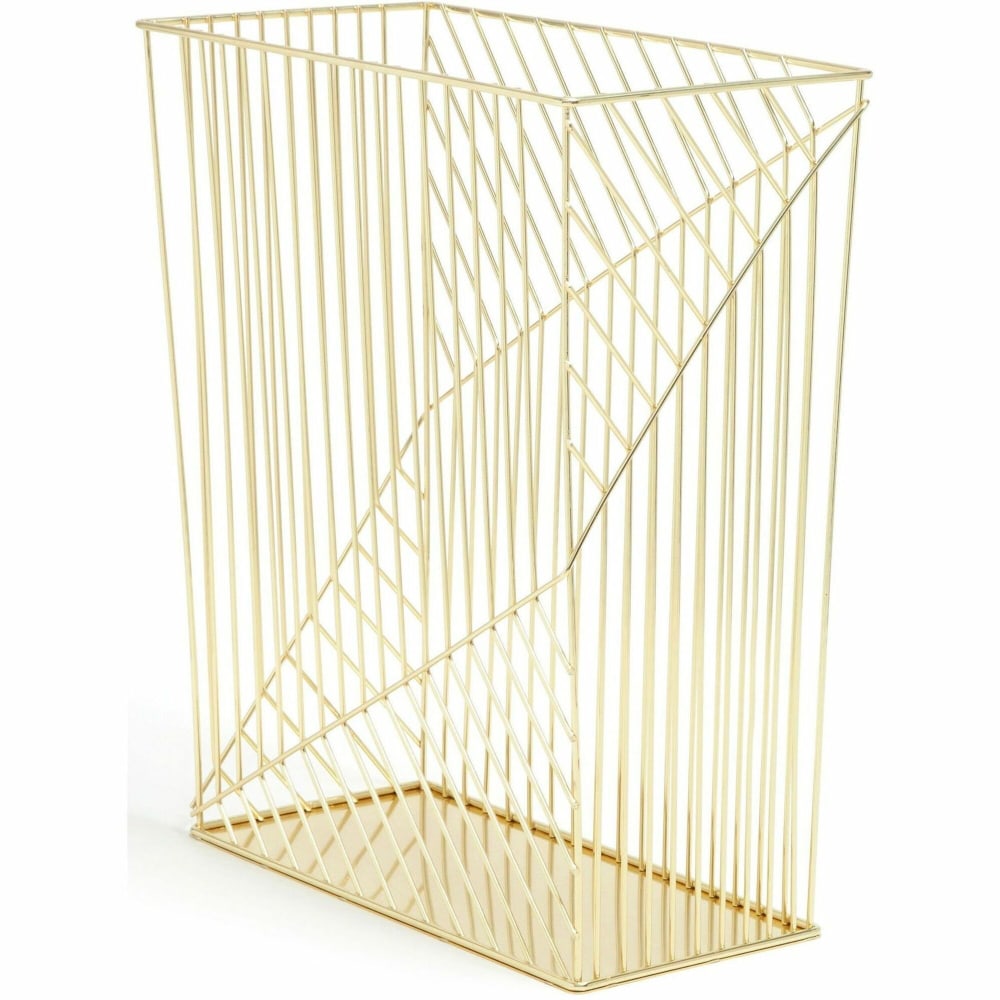 U Brands Metal Wastebasket, Vena Collection, 6 Gallon Capacity, Gold (3232U02-06), Sturdy, Lightweight, 6.1inH x 12.2inW, Metal, Gold